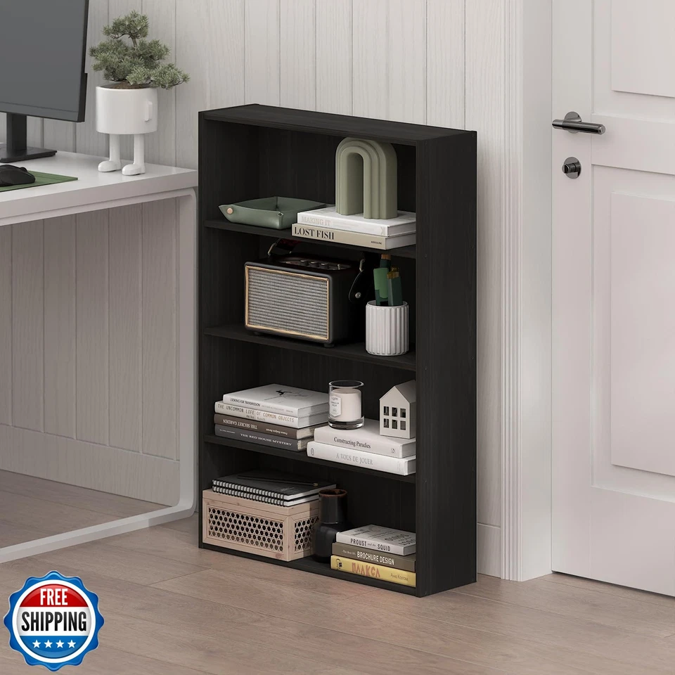 Furinno Estantería Básica para Libros, Librería de 4 Niveles con Estante Abierto, Estantería, Cubo St Foto 2 de 4