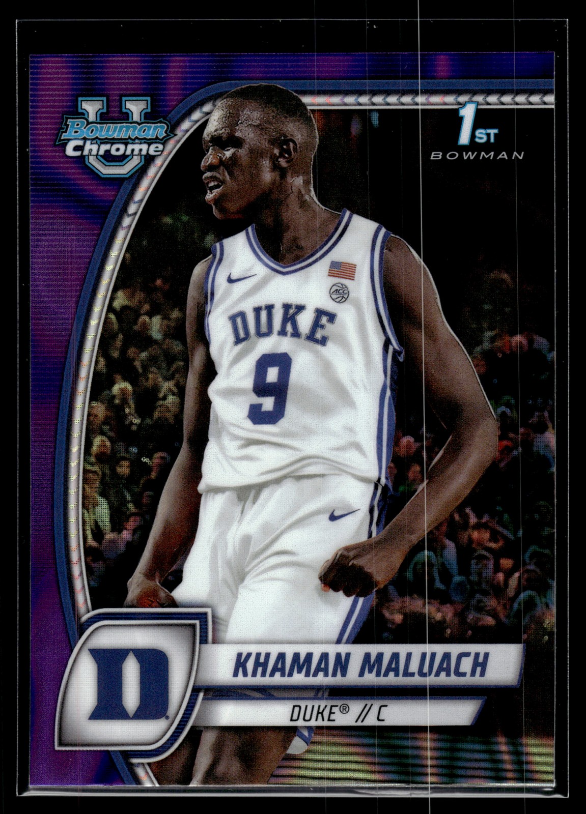 Khaman Maluach 2024-25 Bowman University Chrome Purple Lava Refractor A Card #46