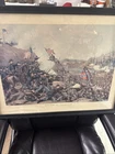 VTG Civil War Confederate Print Battle of Franklin Battle Scene Framed Large