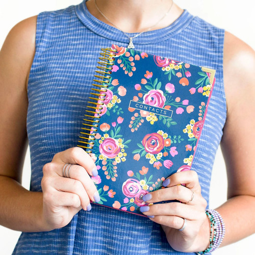 Libro de contactos bloom daily planners, sello dorado floral vintage - Imagen 2 de 15