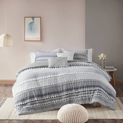 Urban Habitat Corey Full/Queen 5pc Duvet Cover Set Gray: Hypoallergenic, - Picture 2 of 12