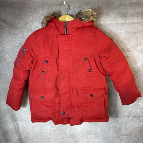 Polo Ralph Lauren Fur Hoodie Red Puffer Jacket Coat Youth Boys Size 6