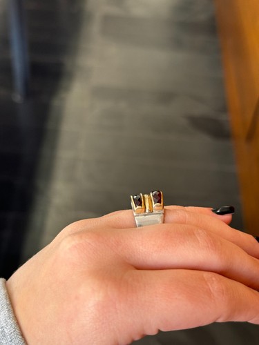 Michael Dawkins Sterling/14kt YG Orange Stone Ring - Picture 5 of 6