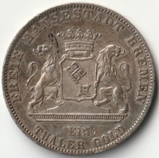 MDS ALTDEUTSCHLAND BREMEN EIN THALER 1865 B "DEUTSCHES BUNDESSCHIESSEN" SILBER#D