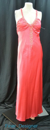 Niki Levas Zum Zum long Liquid Dress train Formal coral Gown prom S 5 6 NEW VTG - Picture 6 of 7