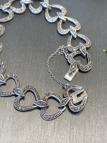 Sterling Silver Heart Love Vintage Bracelet Estate Fine Jewelry Pre-Owned - Picture 8 of 21