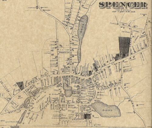 Spencer Leicester Cherry Valley Rochdale MA 1870 Maps w/ Homeowners Names Shown - Picture 3 of 7