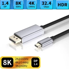 144Hz USB C to Displayport 1.4 Cable 8K 4K Type C to DP Adapter for Macbook Pro