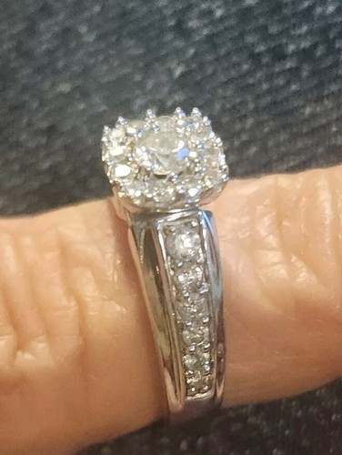 DIAMANT RING 10k GOLD WEISSGOLD VERLOBUNG 1/2 KARAT Größe 6 HALBKARAT + - Bild 8 von 12