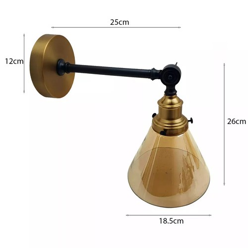 Lámpara de pared retro industrial con pantalla de vidrio Cloche aplique Edison Light - Imagen 7 de 32