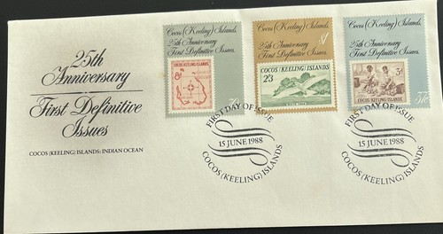 Cocos Keeling Islands FDC 1988 25th Anniversary First Definitive Issues