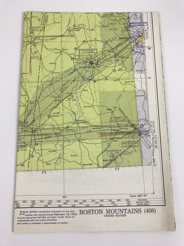 Vintage 1956 Boston Mountains 408 Aeronautical Aviation Chart Map, 23rd Ed - Bild 1 von 3