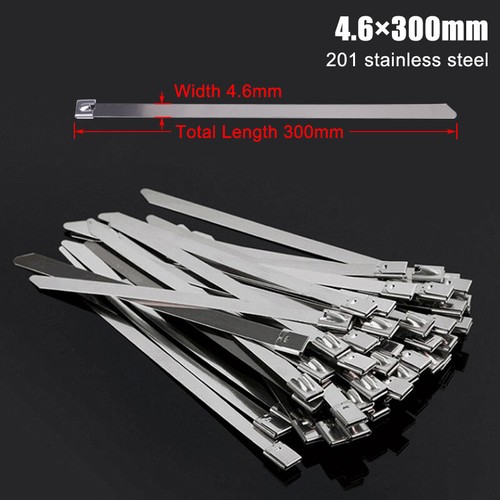 Wire Cable Zip Ties Wraps 304 201 Stainless Steel 4.6-10mm Wide 100-500mm Long - Foto 28 di 36