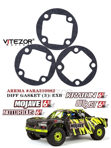 3Pcs Diff Gasket ARA310982 Fit ARRMA AR310854 Mojave 6S EXB 1/8 KRATON OUTCAST - Picture 12 of 12