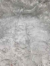 Silver Spider Web Embroidered Lace Sequin Geometric Fabric Sold by the Yard