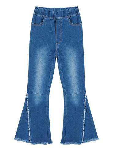 Pantalones vaqueros de cintura elástica para niña pantalones permeables rasgados talla 104-164 - Imagen 9 de 25