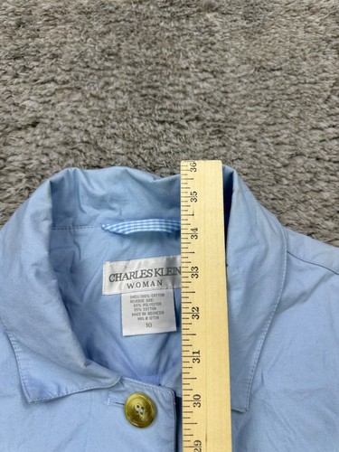 Charles Klein Jacket Women 10 Light Blue Parka Trench Windbreaker Rain Coat - Picture 6 of 9