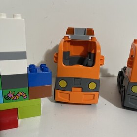 LEGO Duplo Orange Garbage Recycling Truck 5637 plus other truck and bricks