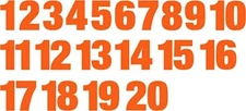1-20 Numbers Orange Sticker Vinyl Decals CHOOSE  1" - 8"  (V586)