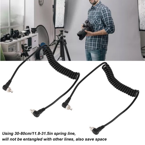 2Pcs Camera Flash Synch Pc Cord Male To Male Speedlite Spring Cable Univer AUU - Picture 11 of 12