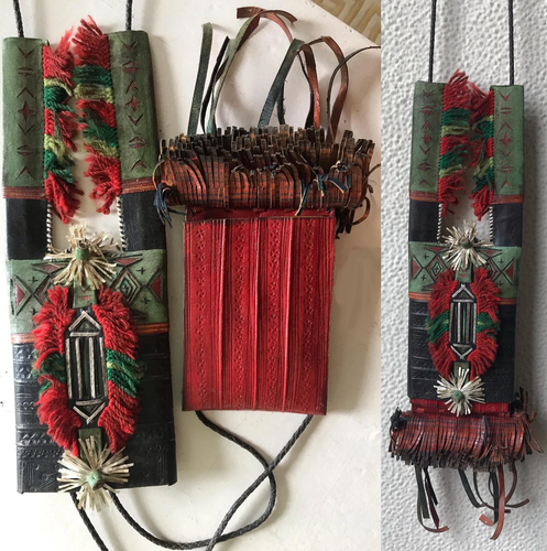 Superb Antique African Tuareg Bag Abalak Niger~Painted Fringe Tribal ...