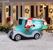Christmas 8 Foot Santa's Clause Delivery Truck Scene Tree Airblown Inflatables
