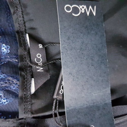 Vestido M&Co Azul Marino Lentejuelas Adornado Ocasión/Fiesta Talla 10 Boda Fiesta Nuevo con Etiquetas - Imagen 9 de 11