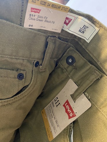 Levi’s 511 Slim 14 Regular Boys Olive Green Straight Leg Jeans NWT - Picture 4 of 4