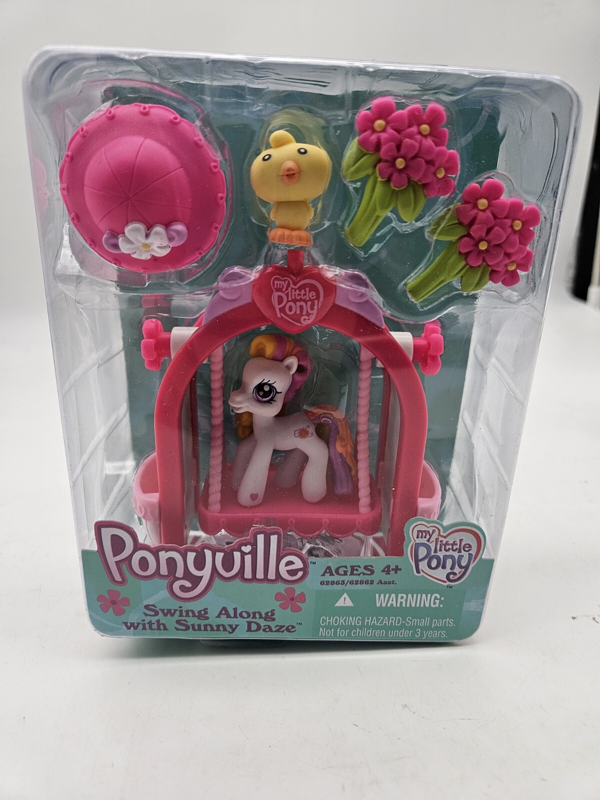 My Little Pony Ponyville Swing Along con Sunny Daze 2006 NUOVO cappello fiori uccellino