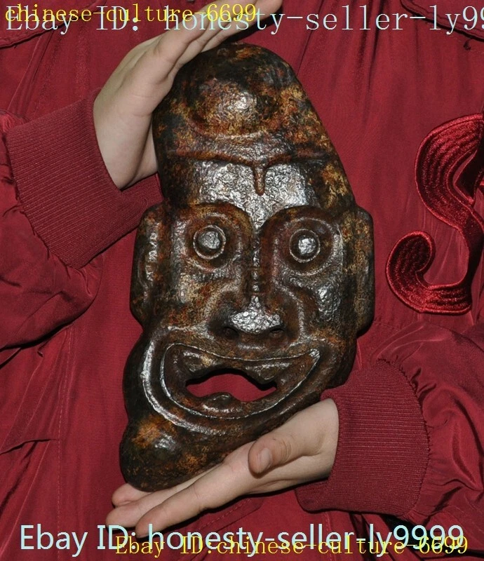 10.4" Antigua cultura china Hongshan Antigua jade Feng Shui sacrificio máscara facial estatua Foto 4 de 4