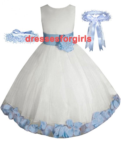 Free Matching Hair Wreath Flower Girl Dress Pageant Holiday Easter Wedding Dress - Picture 9 of 50