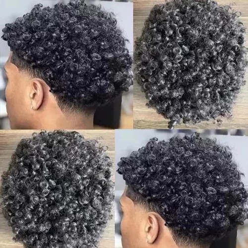 Men's Toupee Full Skin 100% Remy Human Hair Natural Curly Hair Replacements Unit - Picture 9 of 12