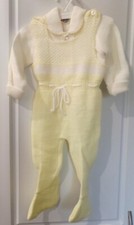 Vintage Knit Infant Yellow Romper Overalls w/ Sweater Set 3mth
