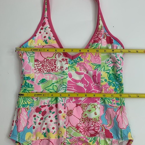 Lilly Pulitzer Halter One piece swimsuit Size 8 Pink yellow green Lined - Picture 11 of 12