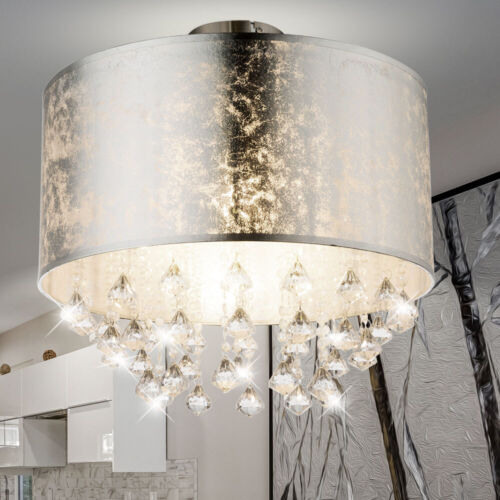 Lampada Da Soffitto A LED In Cristallo Per Soggiorno Tessile D 30 Cm - Foto 9 di 14