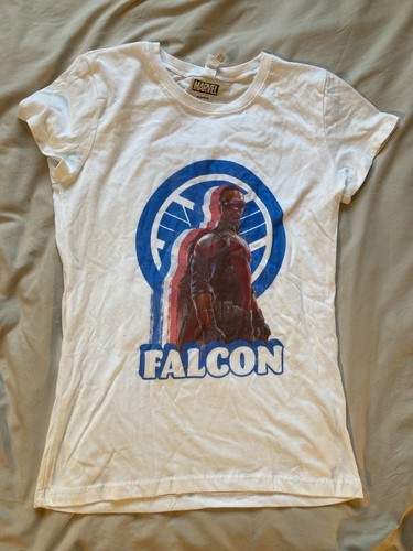 Marvel Falcon Girls XL (14/16) White T-Shirt Graphic Distressed Printed Top - Picture 2 of 6