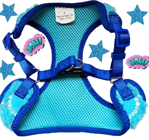 AMBABY 2pc-Set Pet Supply Sparky Faux Fur Dog Harness 16F Long Leash Puppy Vests - Picture 4 of 5