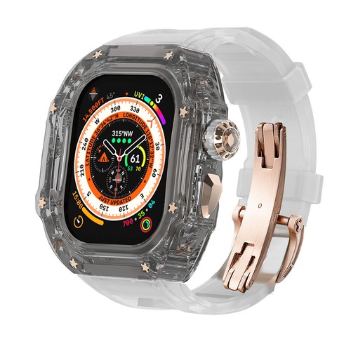 Transparent Case Fluororubber Band Strap For Apple Watch Ultra 49MM 8765 44/45mm - Zdjęcie 14 z 49