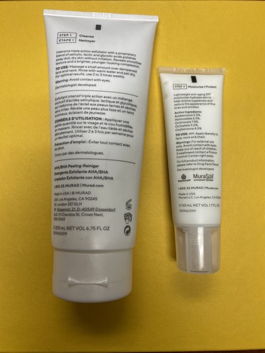 MURAD Hydration : AHA/BHA Cleanser and Perfecting Day Cream. New. No Box - Picture 2 of 2