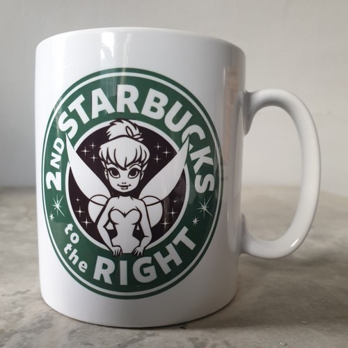 2nd Starbucks to the Right Tinkerbell Verde Blanco Negro Taza Peter Pan - Imagen 2 de 5
