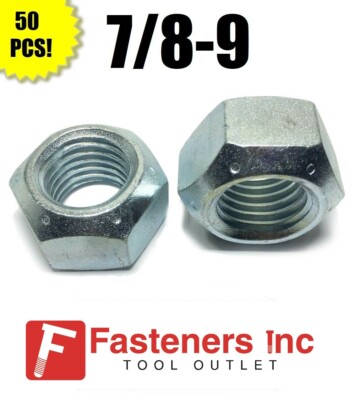50pcs Zinc Plated 7/8-9 Square Nuts Regular Steel 50pcs Zinc Plated 7/8-9 Square Nuts Regular Steel