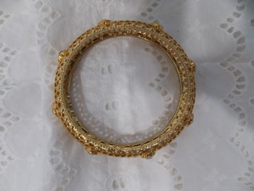 Estate Bracelet Iman Gold Rhinestone Bracelet Bangle Metal - Picture 4 of 8