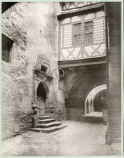 Germany, Rothenburg, Cour d'une Maison Vintage Albumen Print.  Print 