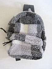 Kid Pick Gray Black White Fleece Backpack New