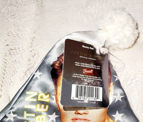 2013 Justin Bieber Christmas Santa Hat Official Soft Satin - Picture 7 of 9
