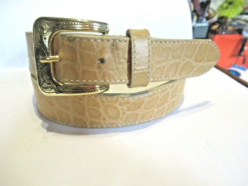 BERGE ITALY Tan Croc Embossed Leather 
