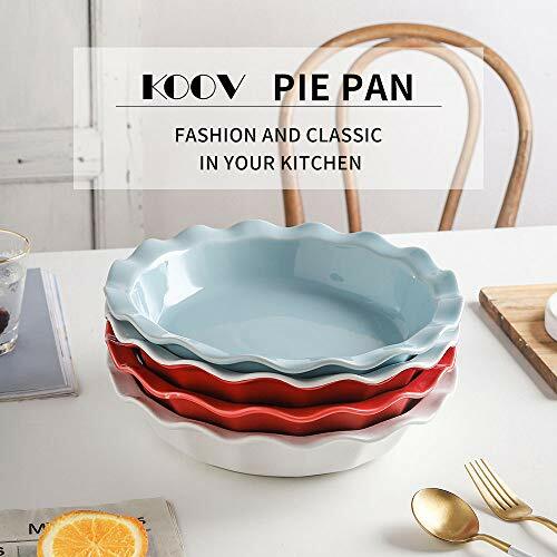 CERAMIC PIE DISH Pan Baking Plate for Dessert Kitchen Pale Blue 9 Inch By KOOV - Picture 2 of 7