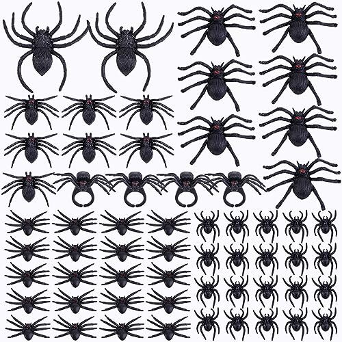 60 Pieces Realistic Plastic Spiders Black Fake Spider Toys and Spider Rings - Picture 4 of 8