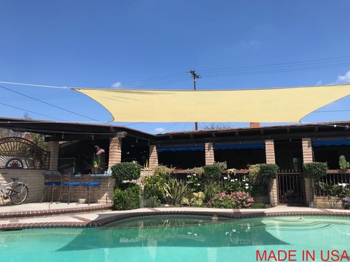 Beige Curved Rectangular Sun Shade Sail UV Blocking Outdoor Canopy Awning Patio - Picture 2 of 9