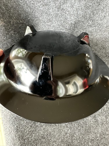 Ciotola console vintage vetro nero USA 3 piedi 11"" design rosa spina pressata - Foto 15 di 17